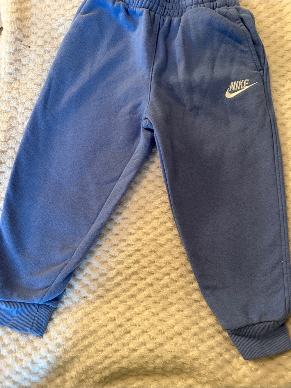 Nike Kids Blue Fleece Joggers with White Swoosh